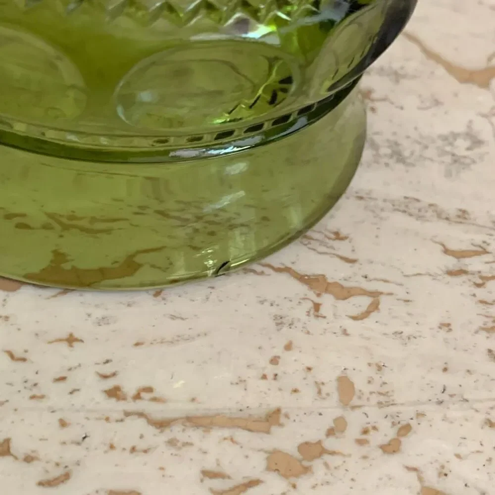 Vintage Indiana glass kings crown/thumbprint small bowl  green mcm mid century s